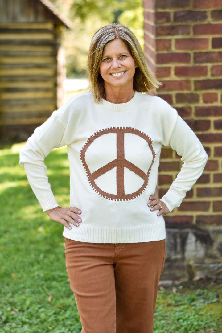 Charlie B Peace Sign Stitch Sweater