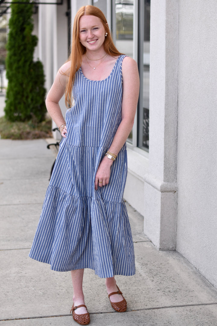 Indigo Breeze Tiered Maxi Dress