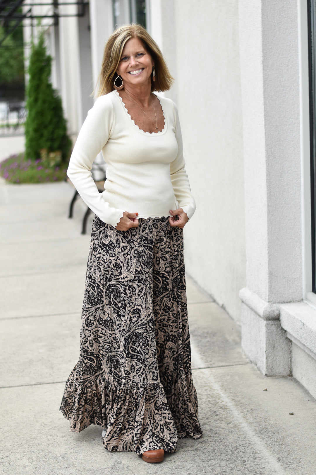 Bohemian Ruffle Wide Leg Pants