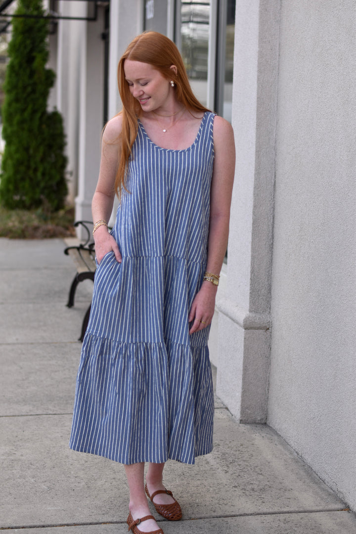 Indigo Breeze Tiered Maxi Dress