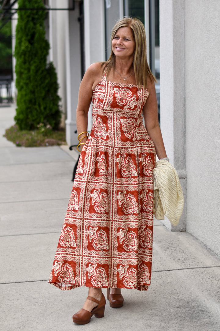 Boho Mosaic Midi Dress
