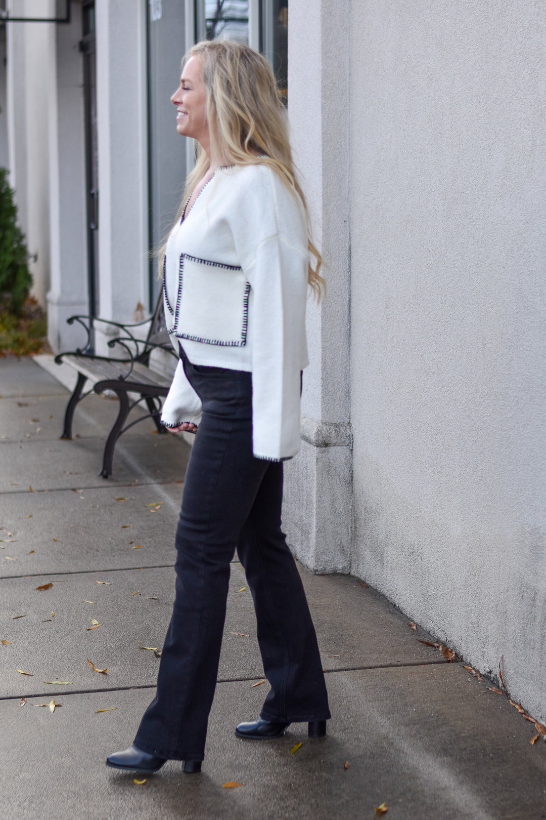 Contrast Stitch Pocket Sweater