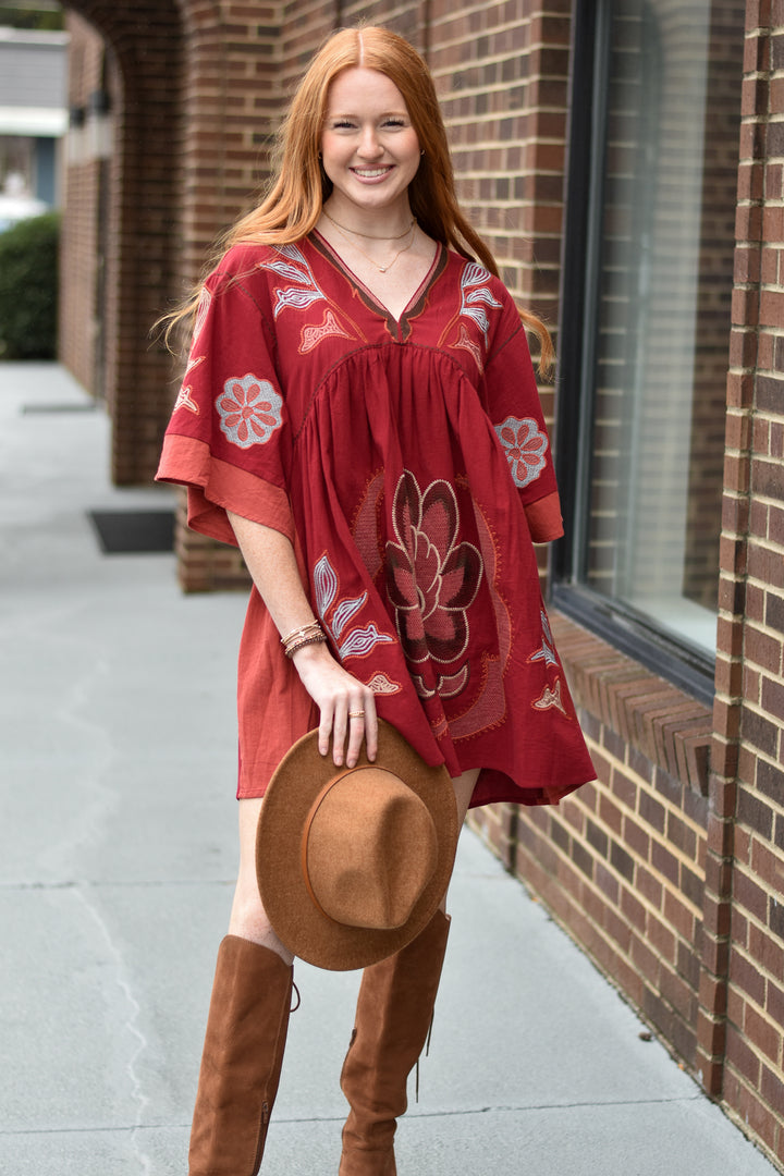 Bohemian Embroidered Kaftan Dress
