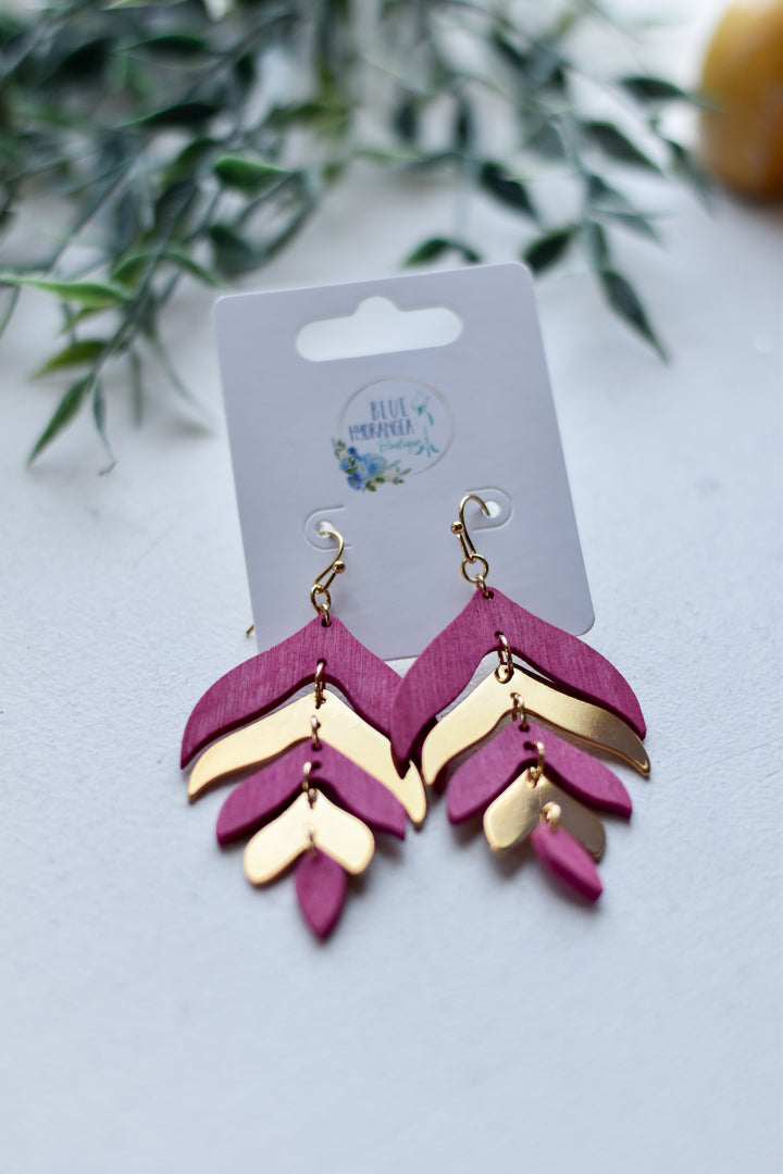 Wood Leaf Earrings