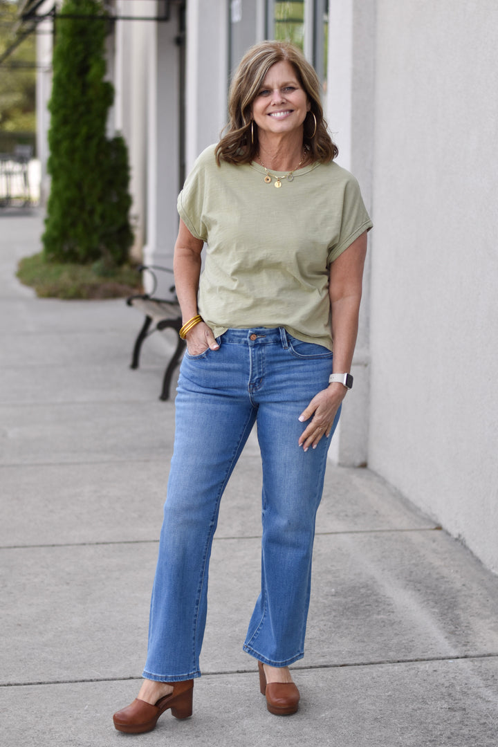 Vervet Mid-Rise Ankle Straight Jeans