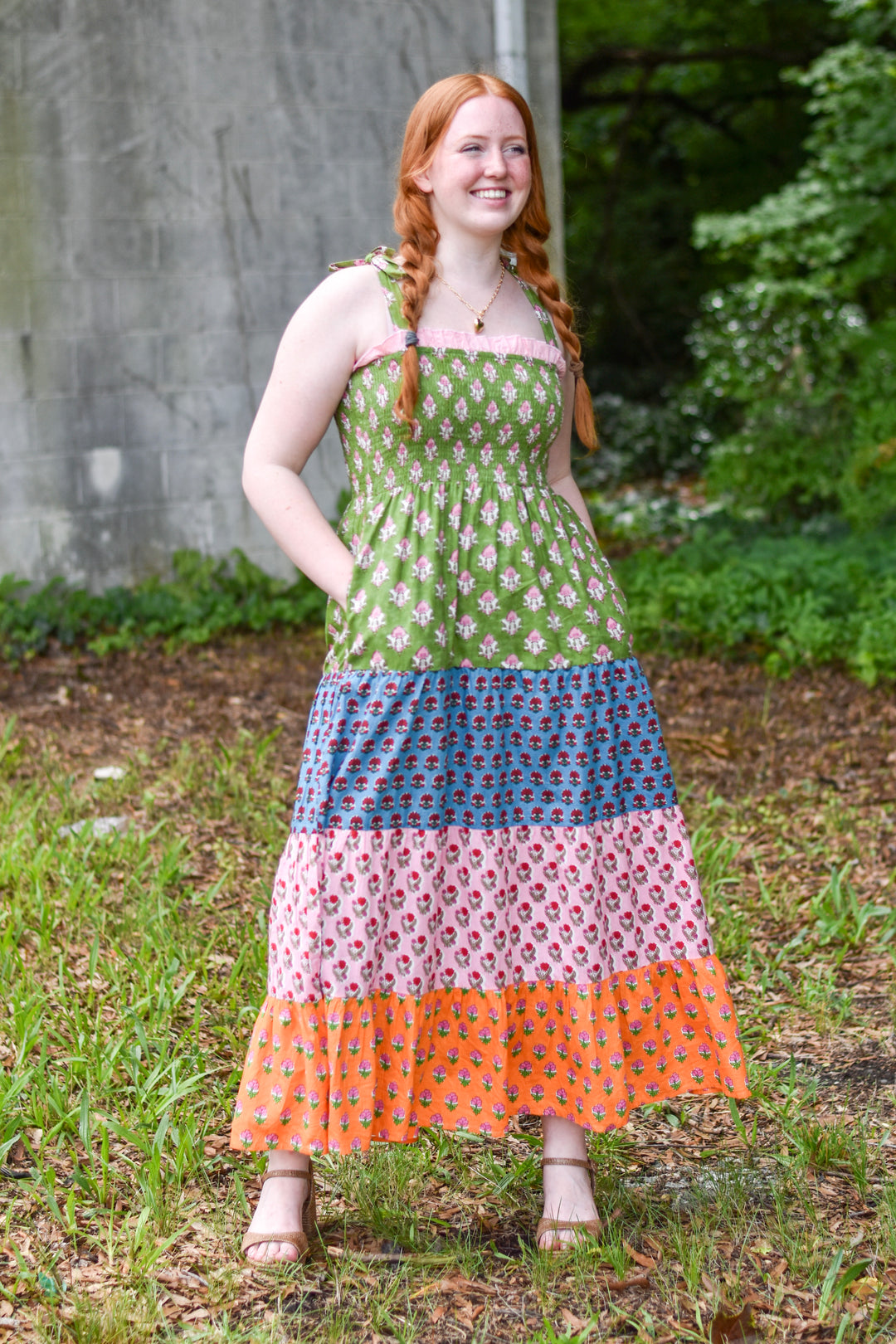 THML Patchwork Bloom Midi Dress