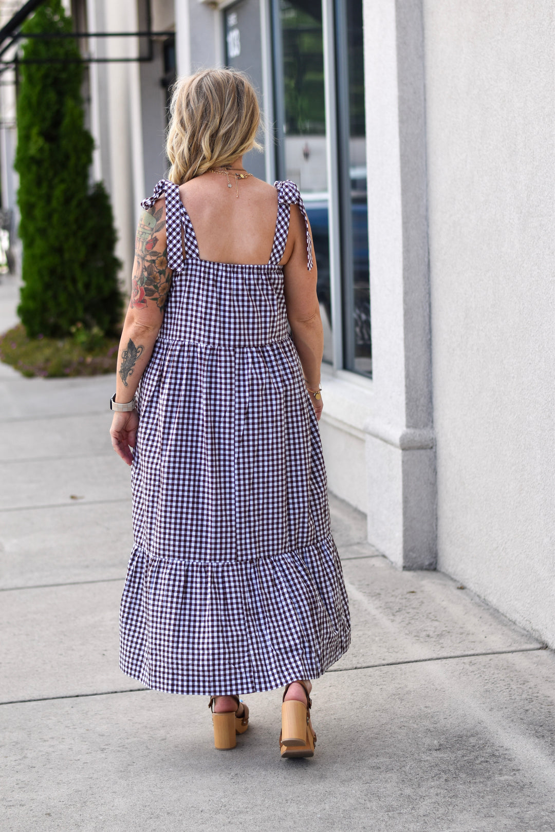 Entro Gingham Charm Midi Dress