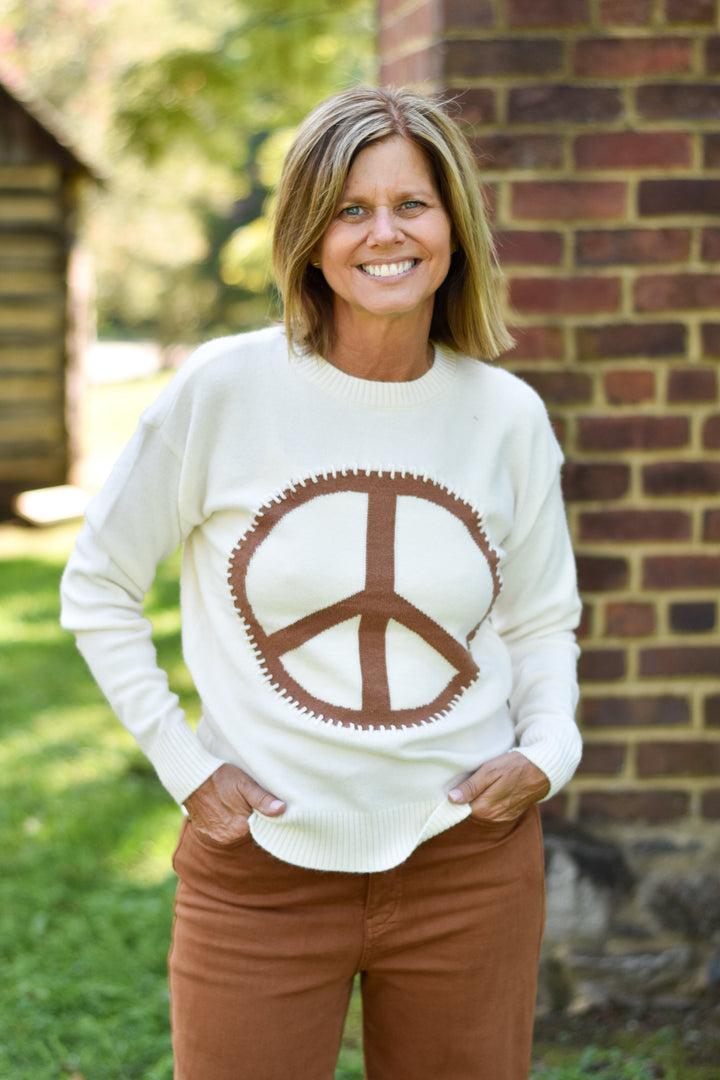 Charlie B Peace Sign Stitch Sweater