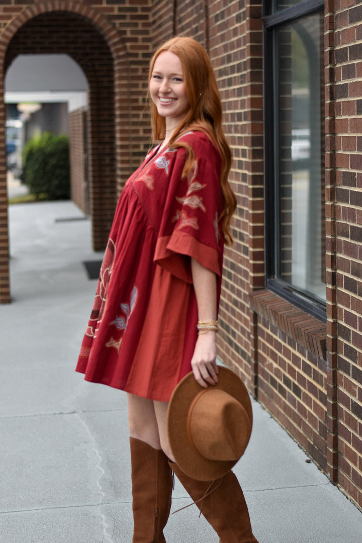 Bohemian Embroidered Kaftan Dress