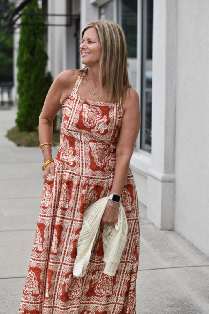 Boho Mosaic Midi Dress