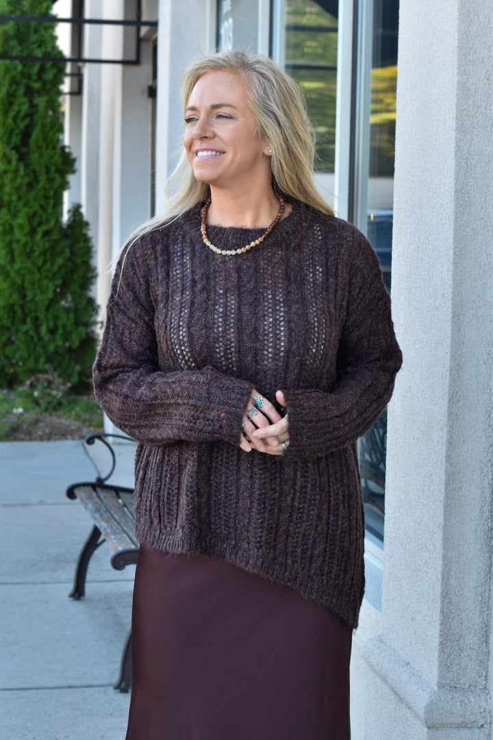 Cocoa Glow Asymmetrical Sweater