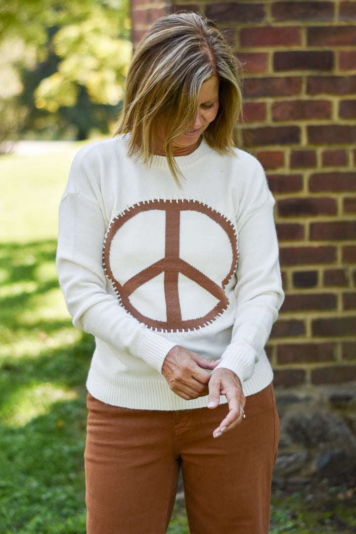 Charlie B Peace Sign Stitch Sweater