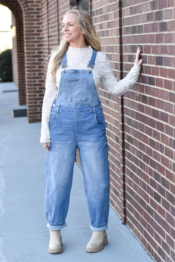 Easygoing Barrel Denim Overalls