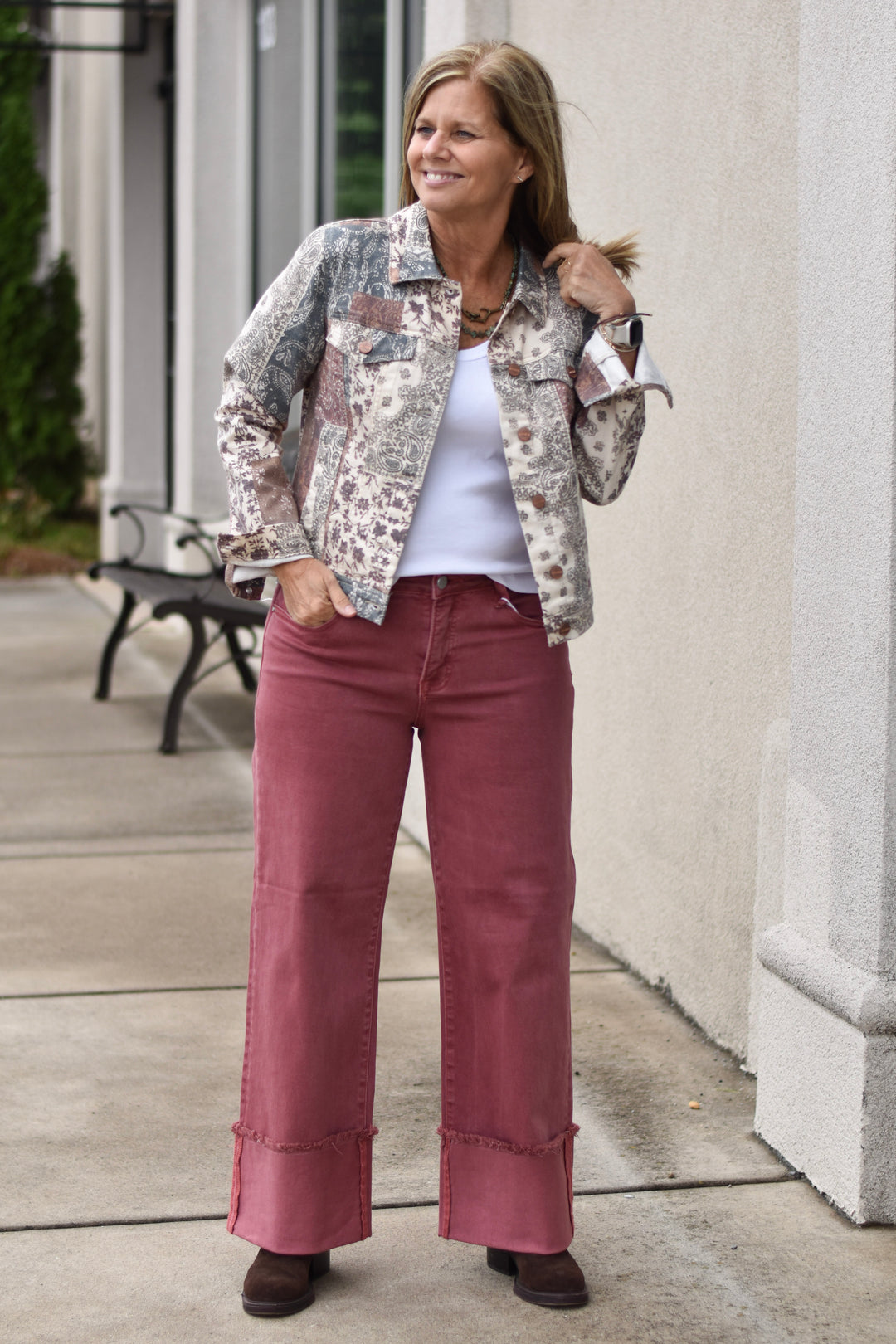 Risen Paisley Print Denim Jacket
