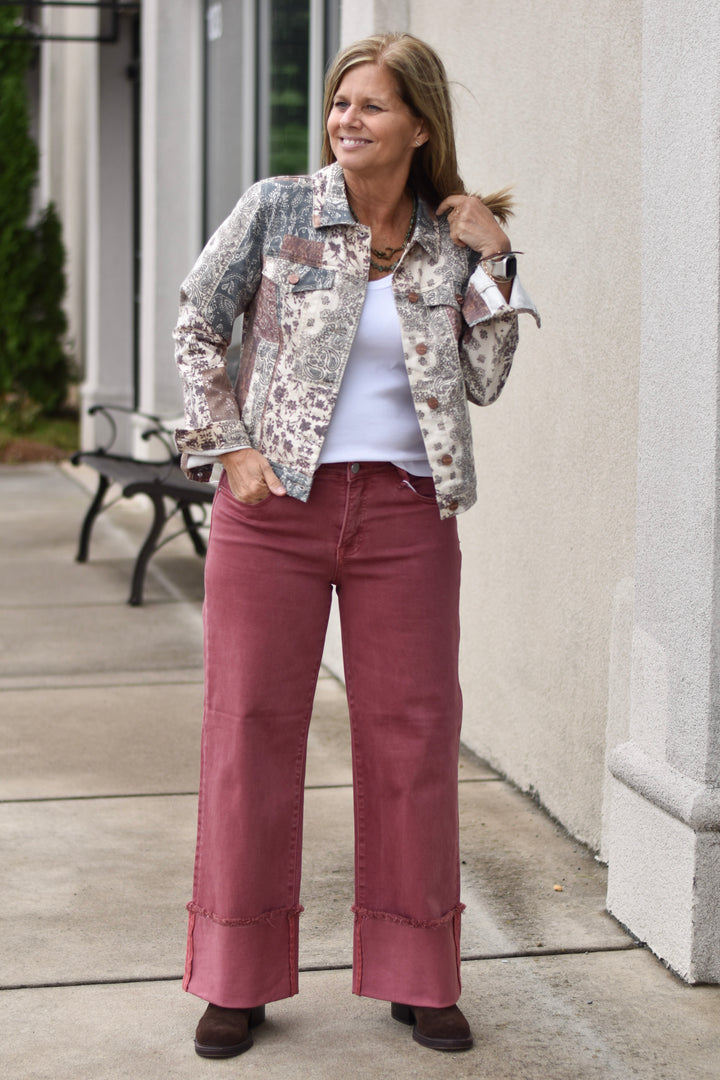 Risen Paisley Print Denim Jacket
