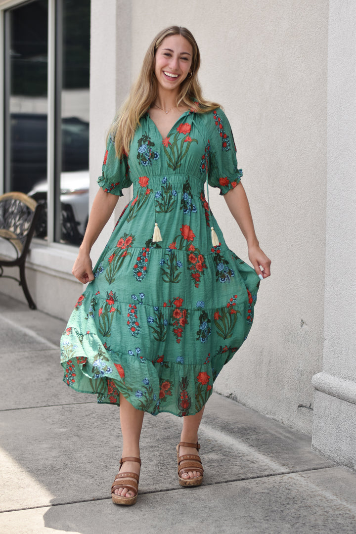 THML Tiered Floral Midi Dress