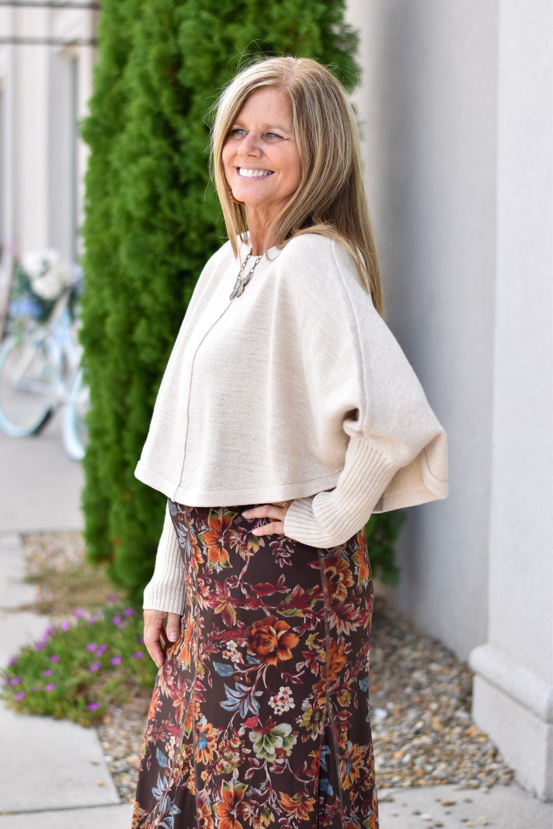 Effortless Dolman-Sleeve Cropped Sweater