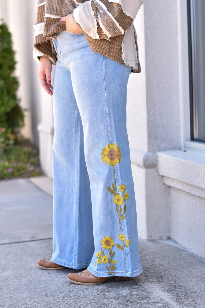 Oli and Hali Washed Sunflower Jeans