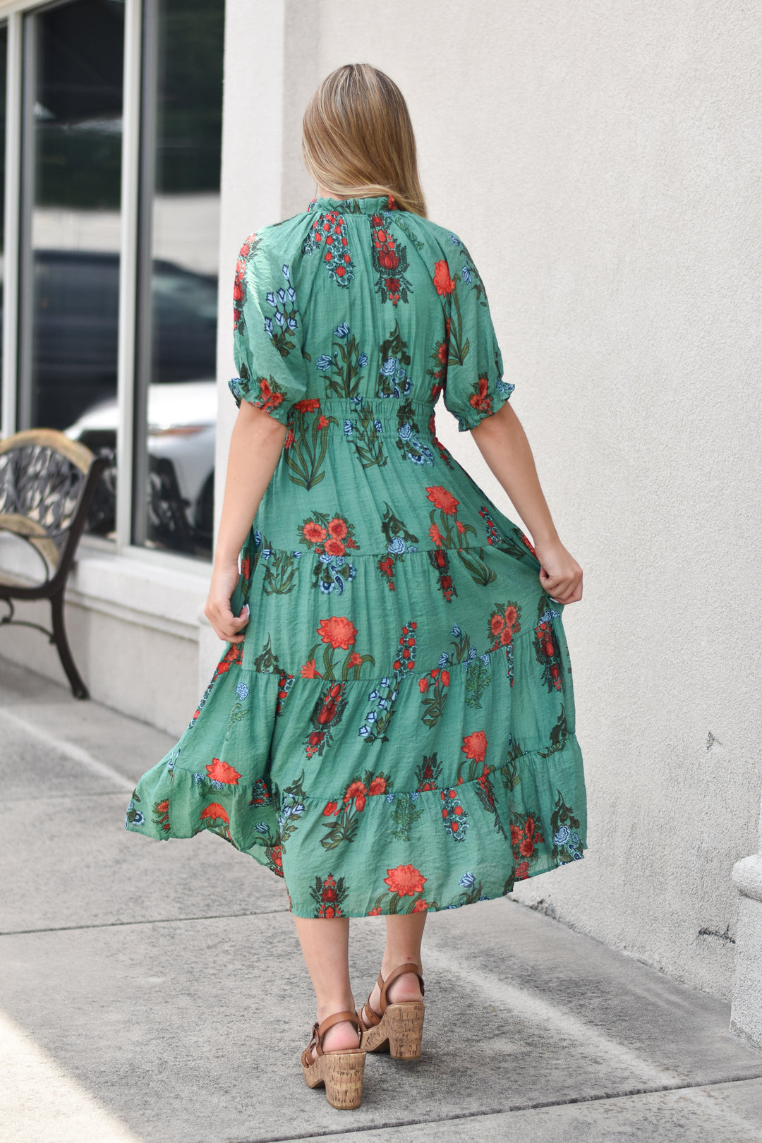 THML Tiered Floral Midi Dress