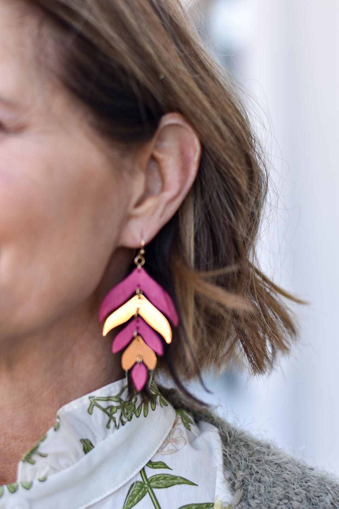 Wood Leaf Earrings