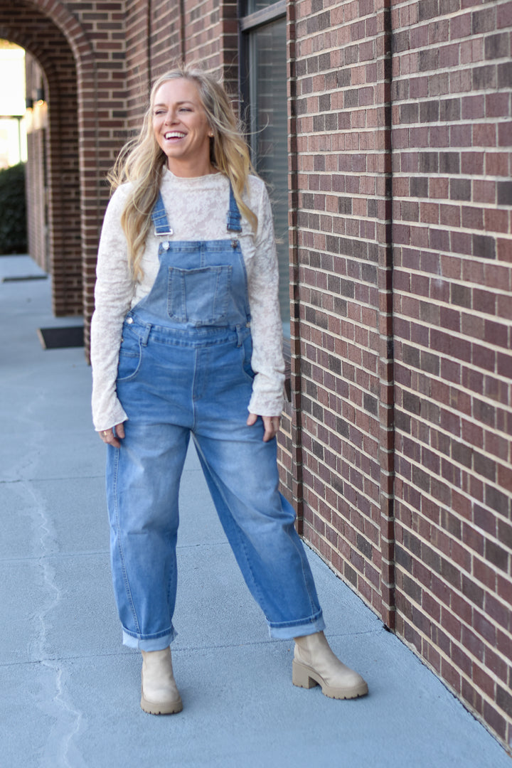 Easygoing Barrel Denim Overalls