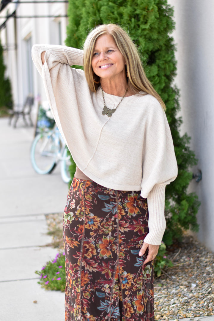 Effortless Dolman-Sleeve Cropped Sweater