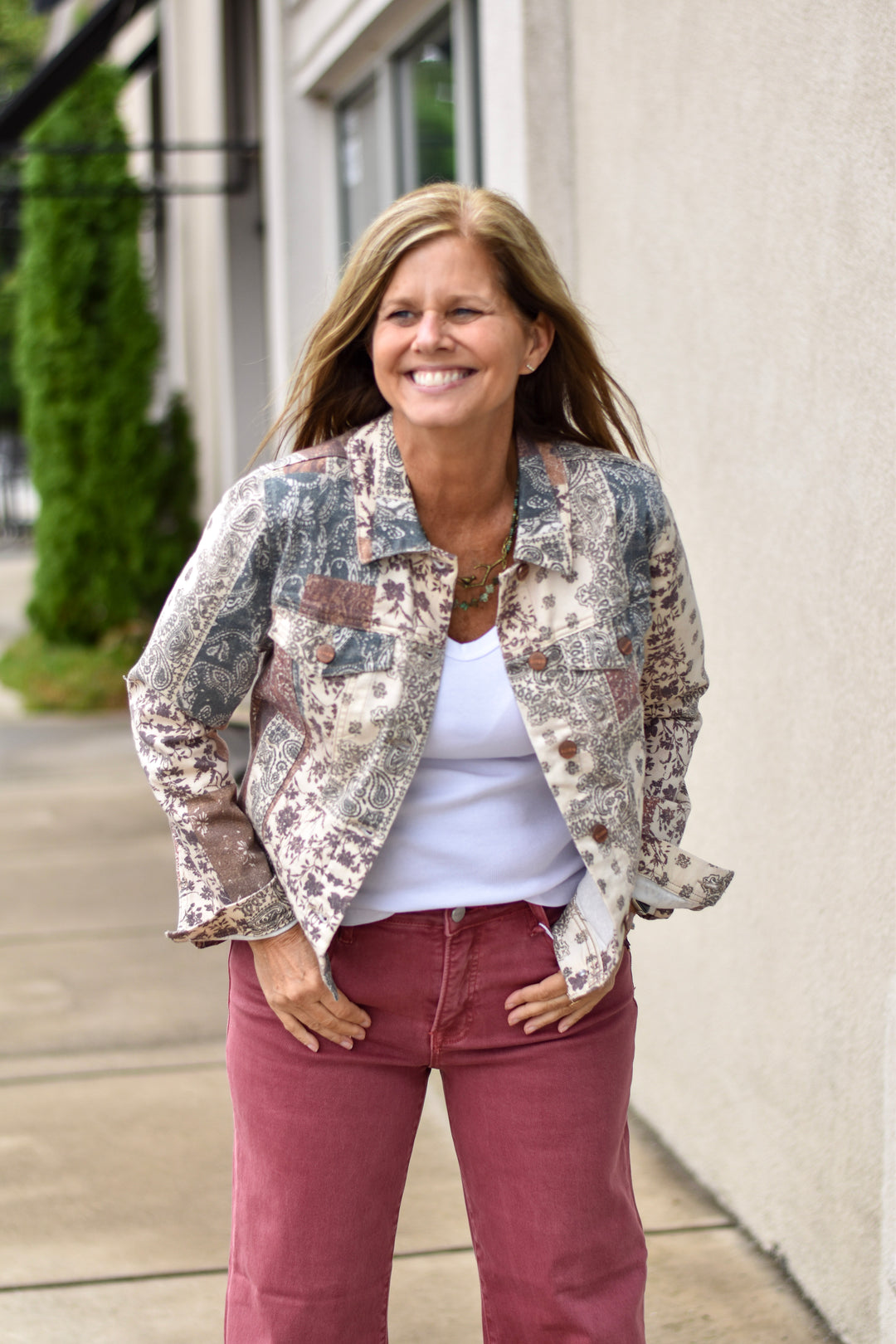 Risen Paisley Print Denim Jacket