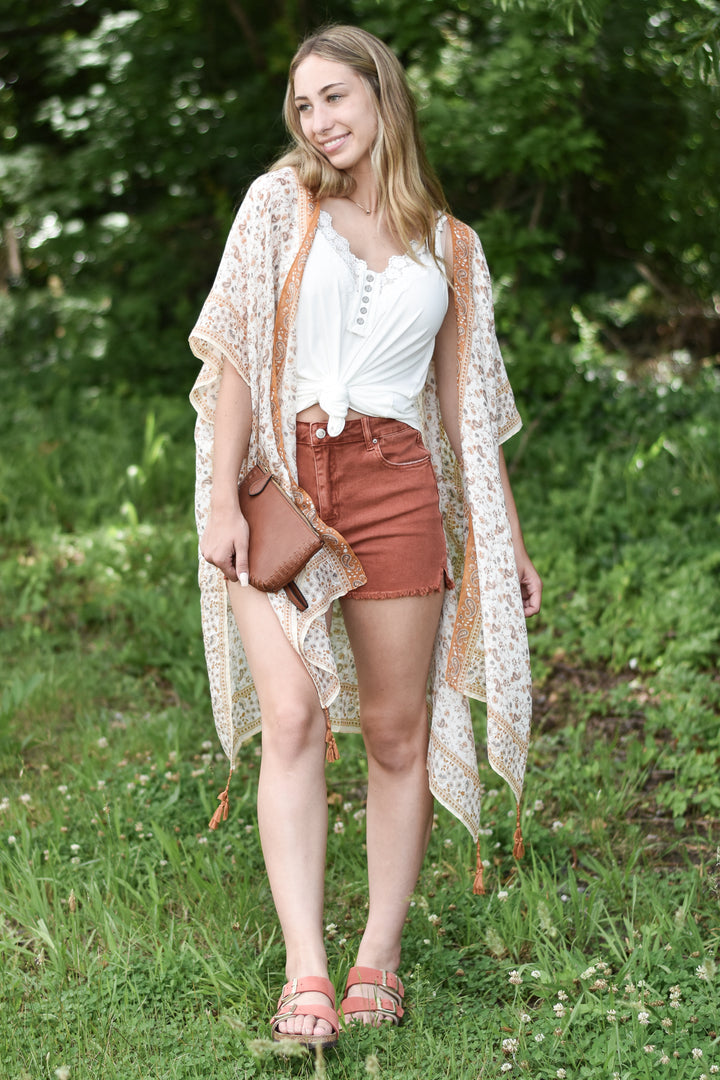 Rustic Sun Frayed Hem Shorts