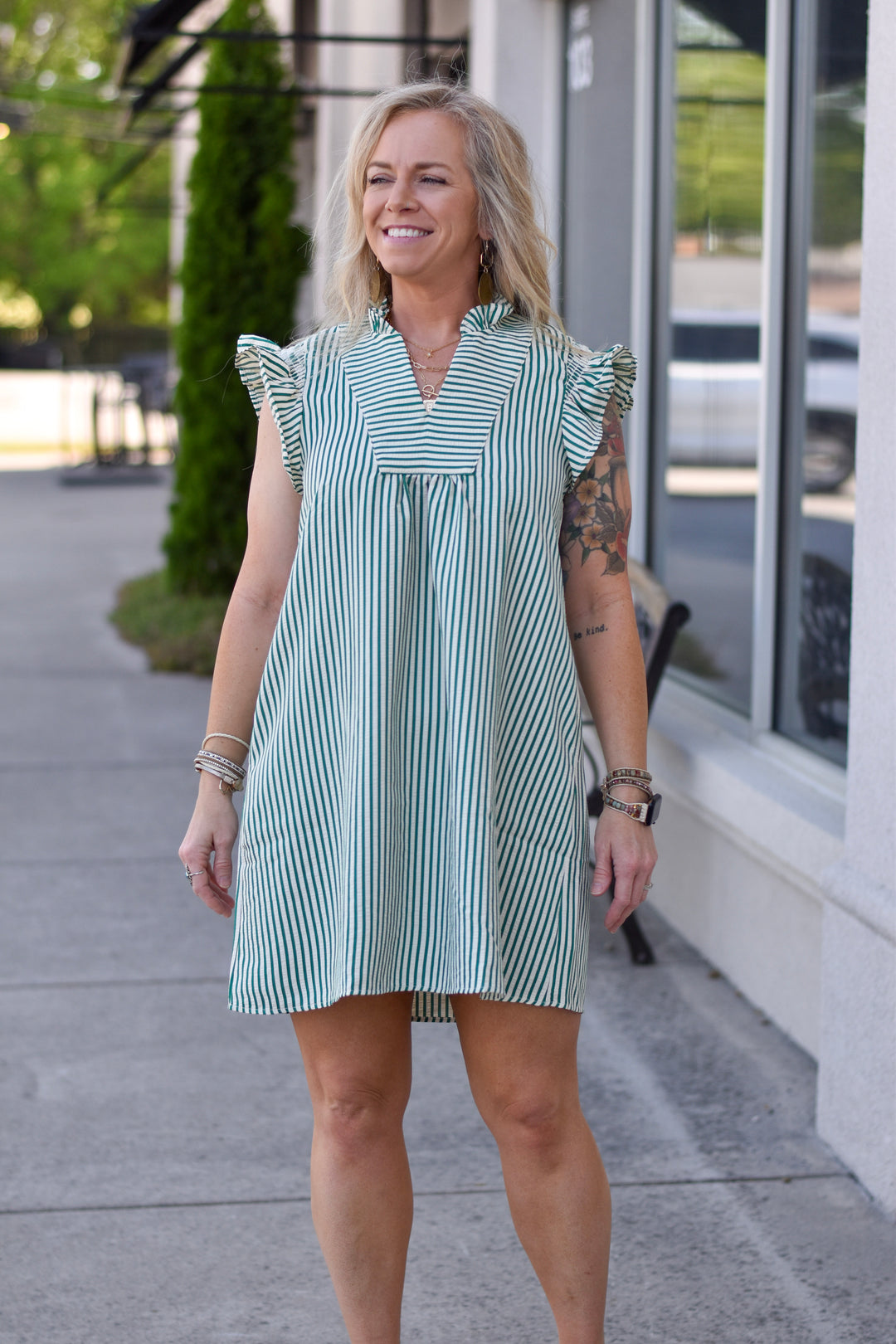 Sunlit Seersucker Mini Dress