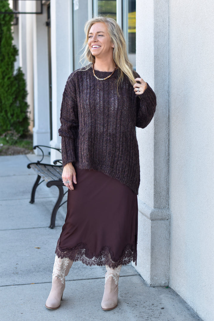 Cocoa Glow Asymmetrical Sweater