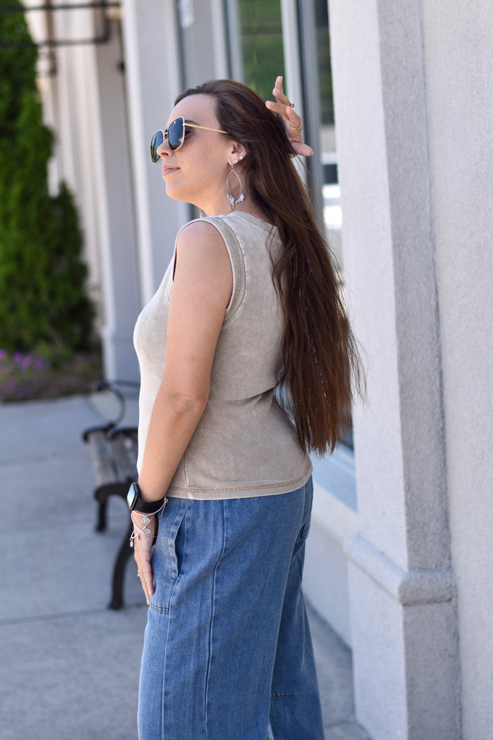 Vintage Edge Acid Wash Rib Tank