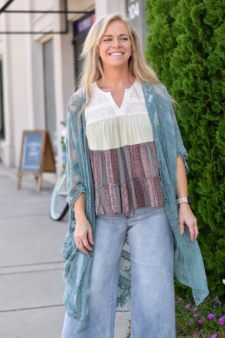 Boho Mixed Media Tiered Tank Top