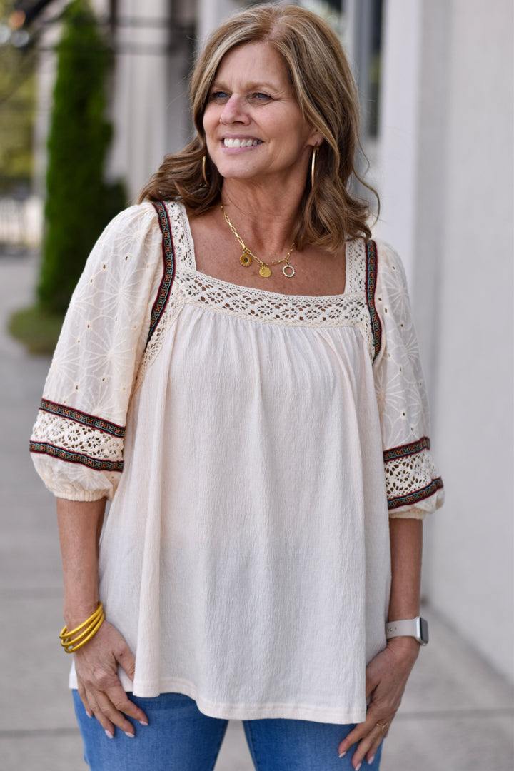 Easel's Gypsy Eyelet Top
