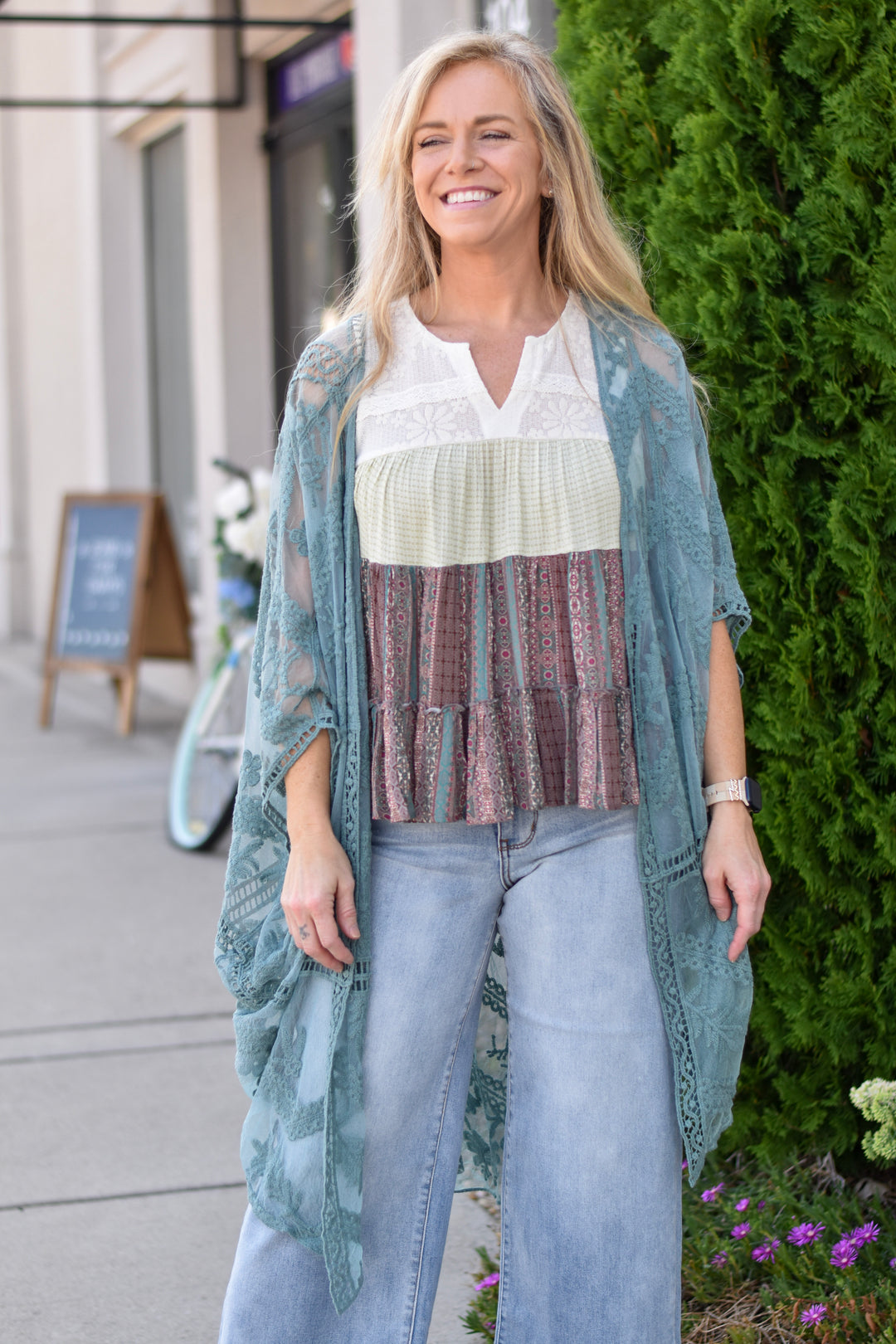 Boho Leaf Embroidered Kimono