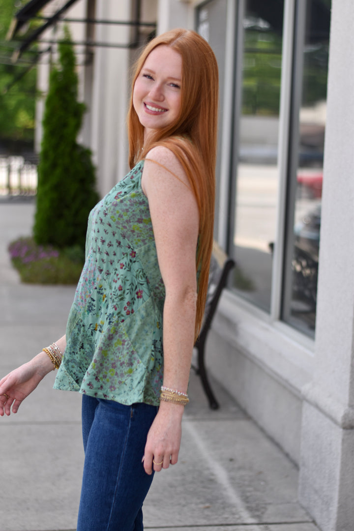 Patchwork Embroidered Sleeveless Top