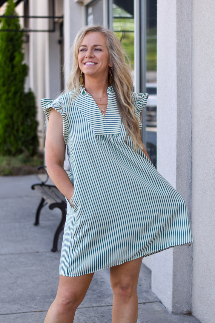 Sunlit Seersucker Mini Dress