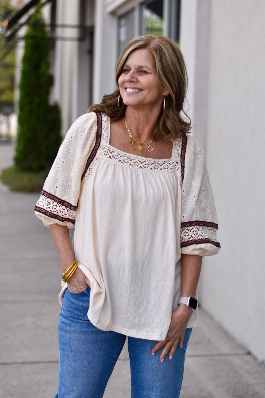 Easel's Gypsy Eyelet Top