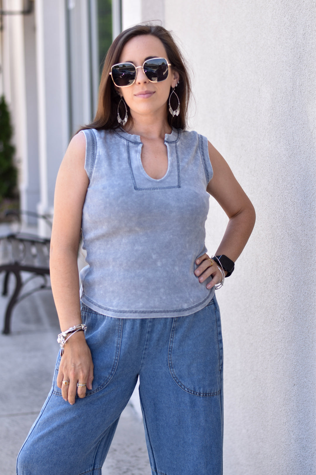 Vintage Edge Acid Wash Rib Tank