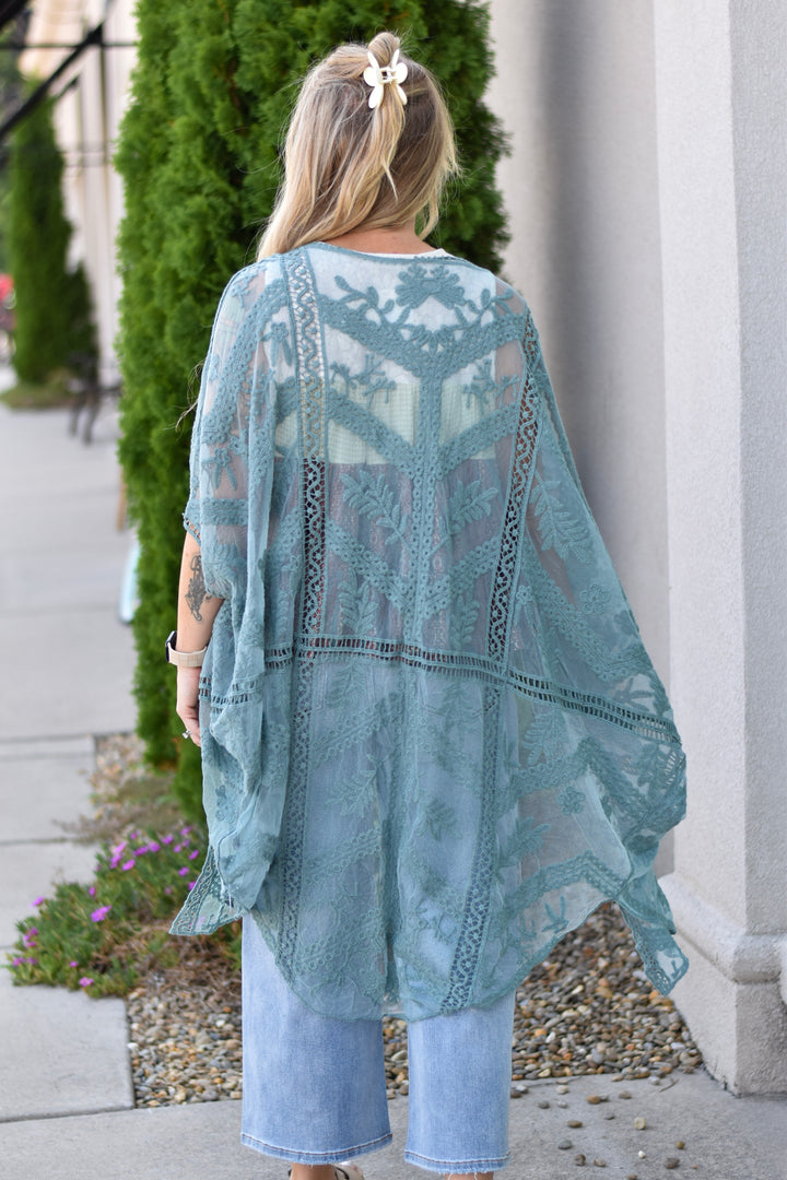Boho Leaf Embroidered Kimono