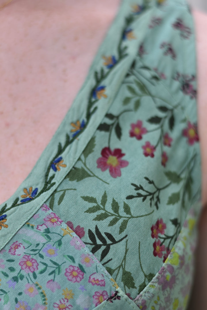 Patchwork Embroidered Sleeveless Top