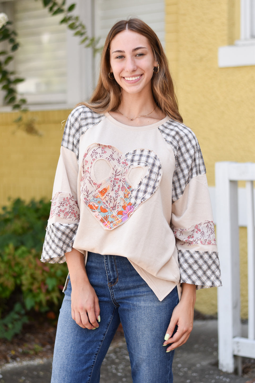 Patch Heart Pullover Top