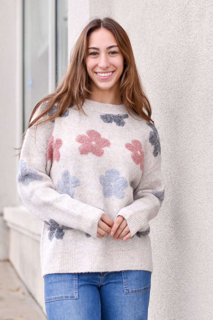 Daisy Dream Puff Flower Sweater