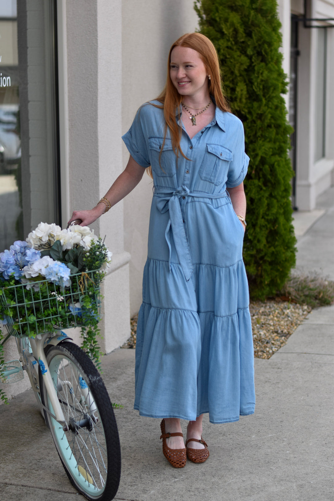 Washed Denim Muse Maxi Dress