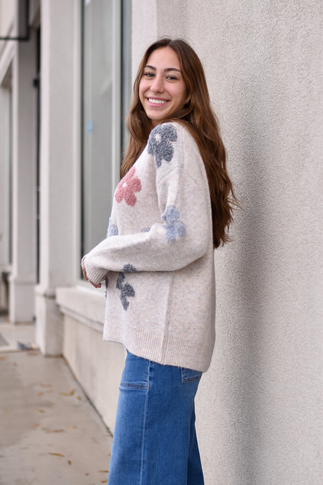 Daisy Dream Puff Flower Sweater