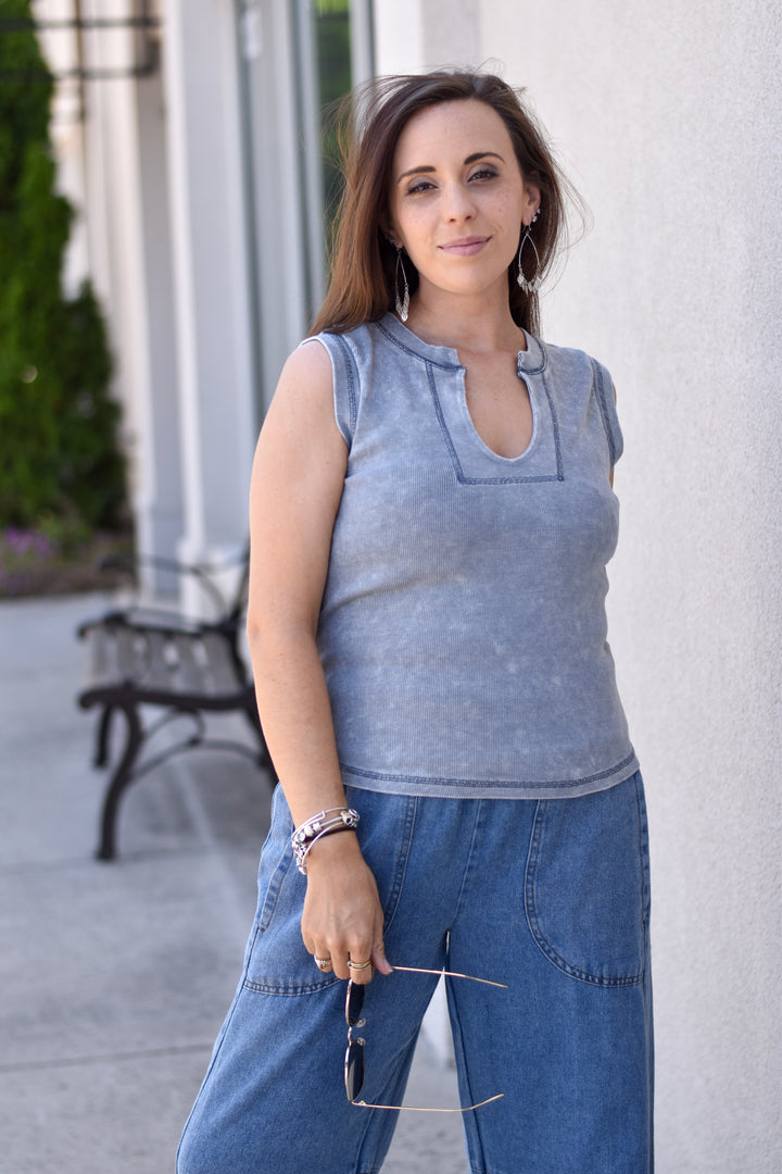 Vintage Edge Acid Wash Rib Tank