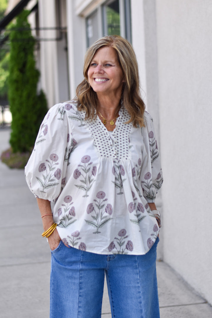 Vintage Bloom Cotton Blouse