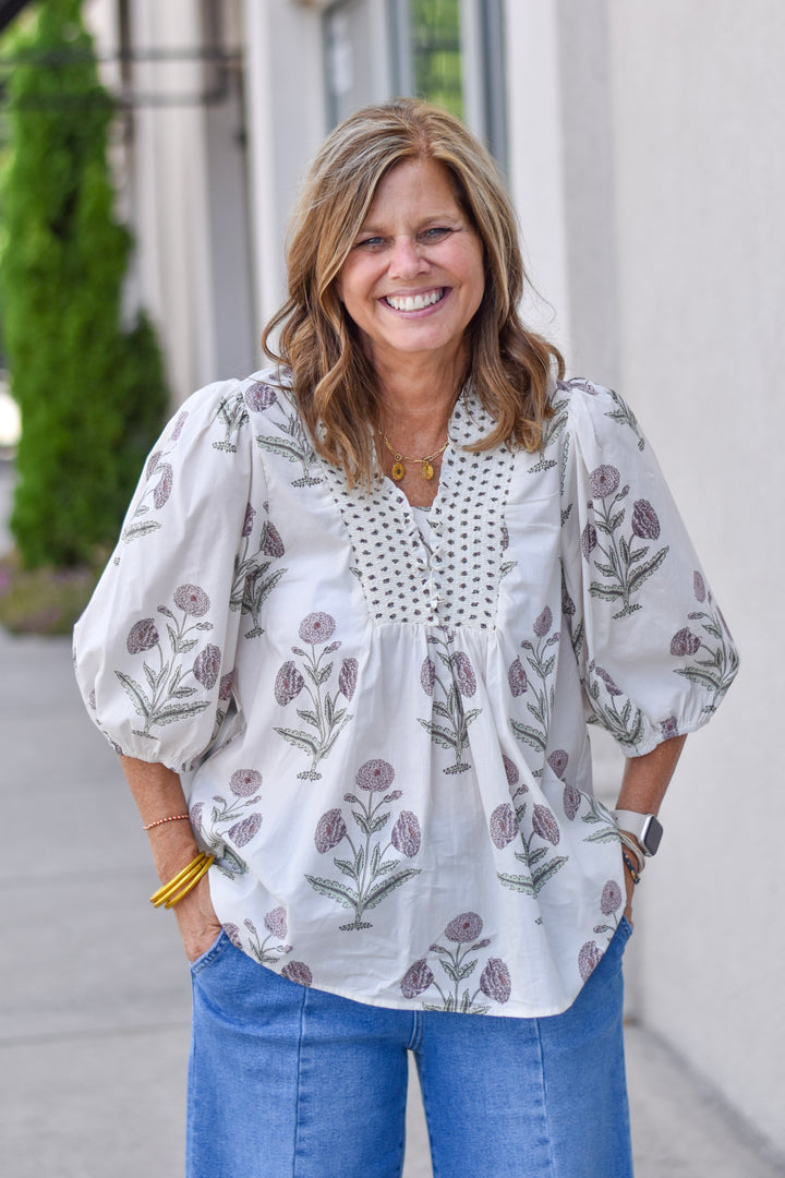 Vintage Bloom Cotton Blouse