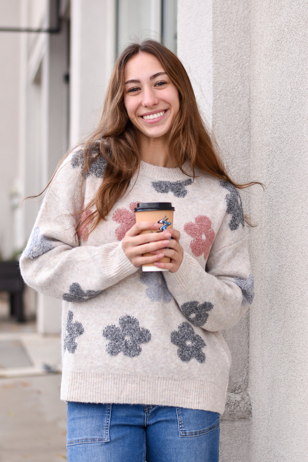 Daisy Dream Puff Flower Sweater