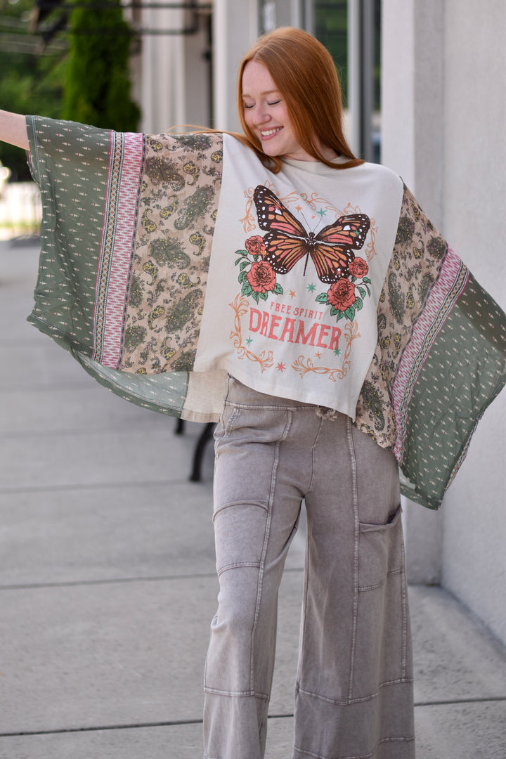 Butterfly Dreamer Vintage Sheer Caftan Top