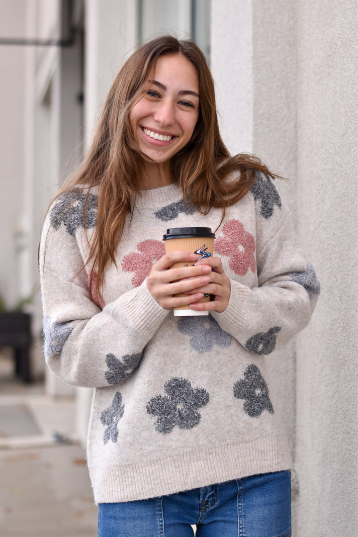 Daisy Dream Puff Flower Sweater